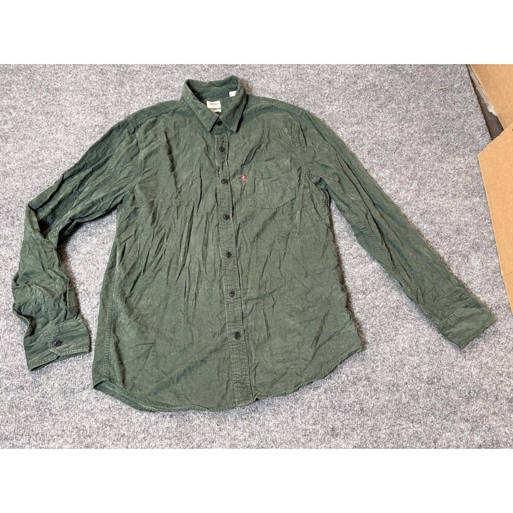 Levi's Shirt Mens M Green Long Sleeve Standard Fit Corduroy Button-Up Casual